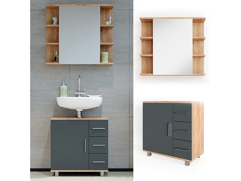 Meubles bain chêne 60x33x60.8 ilias