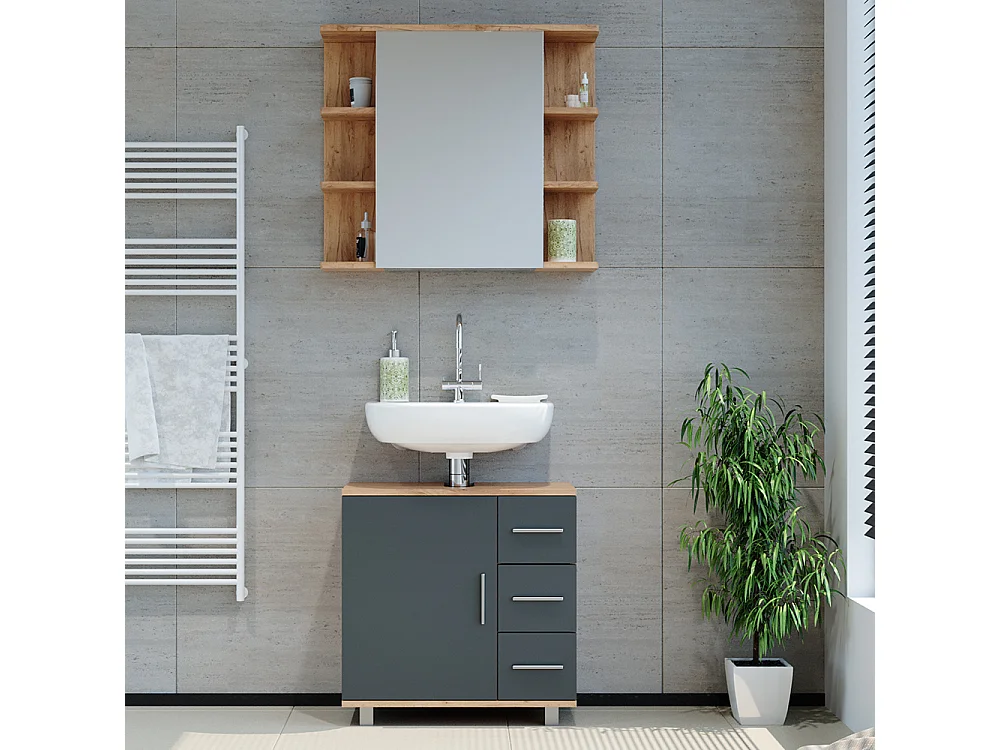 Meubles bain chêne 60x33x60.8 ilias