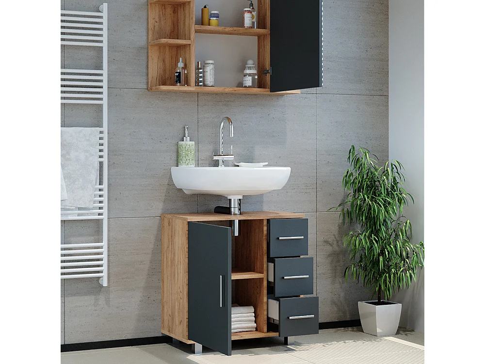 Meubles bain chêne 60x33x60.8 ilias