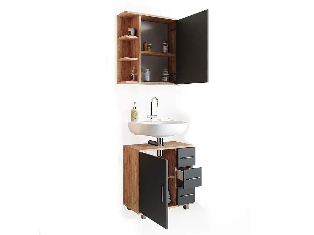 Meubles bain chêne 60x33x60.8 ilias