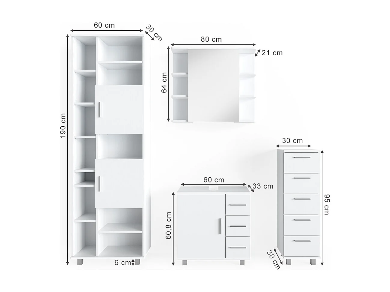 Meubles bain blanc 60x33x60 ilias