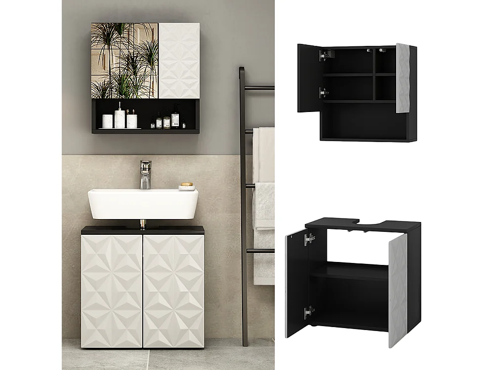 Set di mobili da bagno nero 60x30x57 edge