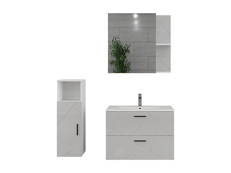 Badmöbel-Set branco/branco brilhante 80x44.6x57 irma