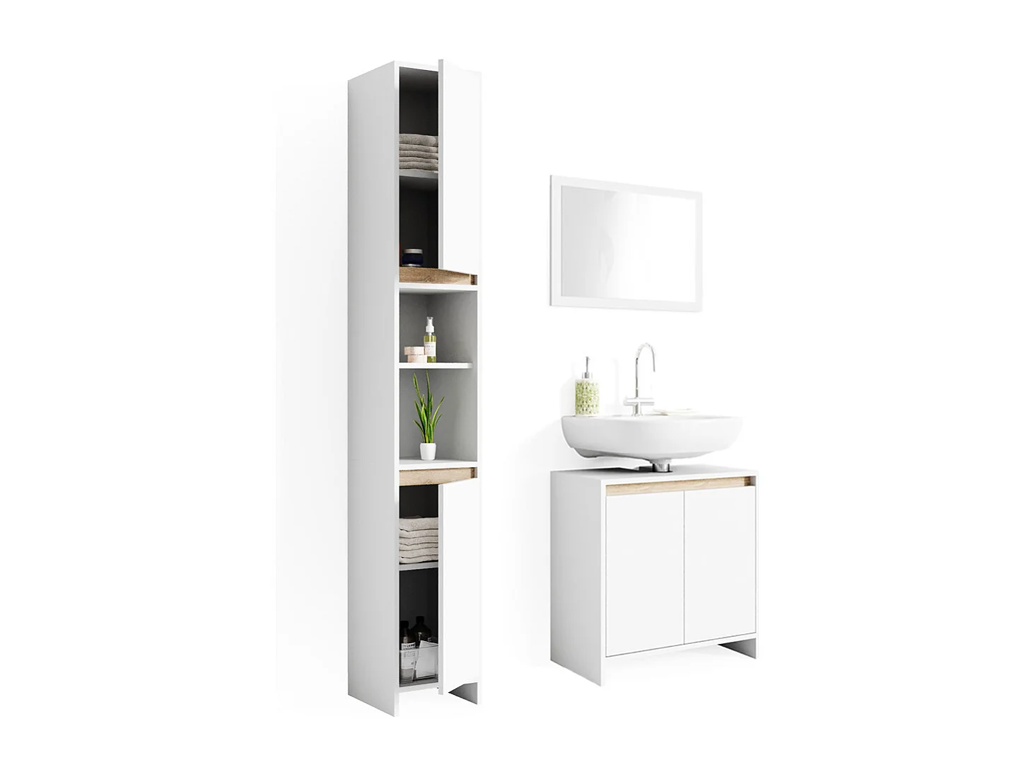 Conjunto de muebles de baño blanco/sonoma 58x33x60 emma