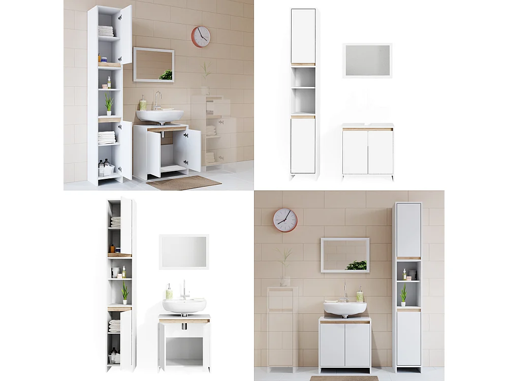 Conjunto de muebles de baño blanco/sonoma 58x33x60 emma