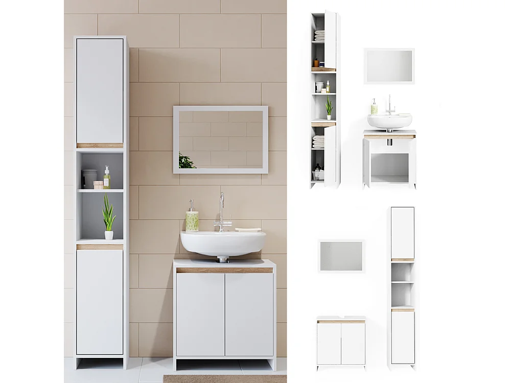 Meubles bain blanc/sonoma 58x33x60 emma