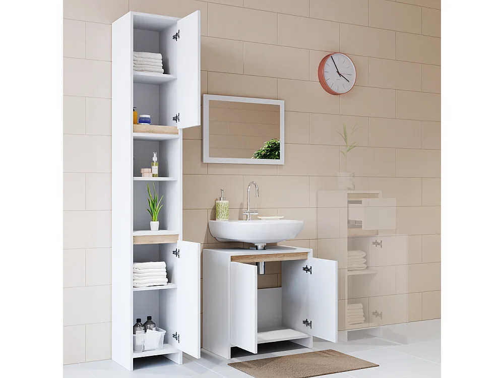 Meubles bain blanc/sonoma 58x33x60 emma