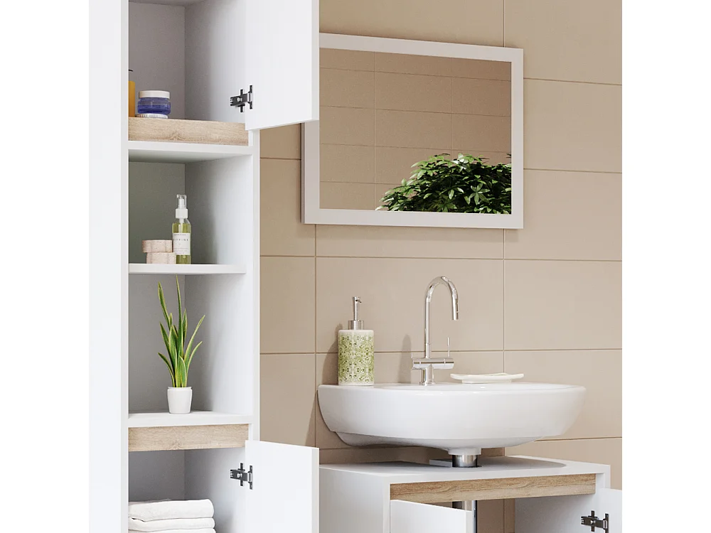 Meubles bain blanc/sonoma 58x33x60 emma