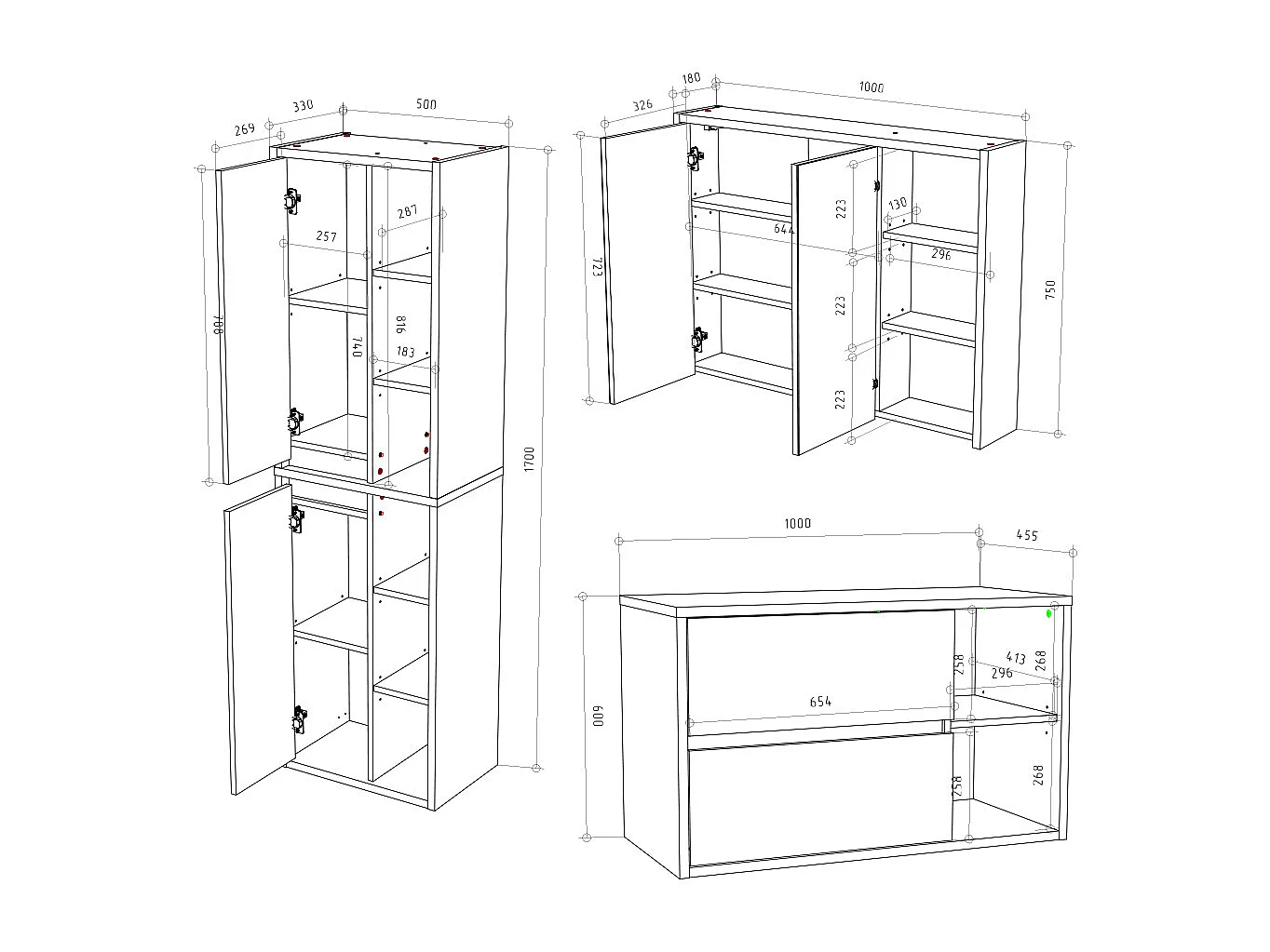 Meubles bain chêne artisan 60x45x100 viola