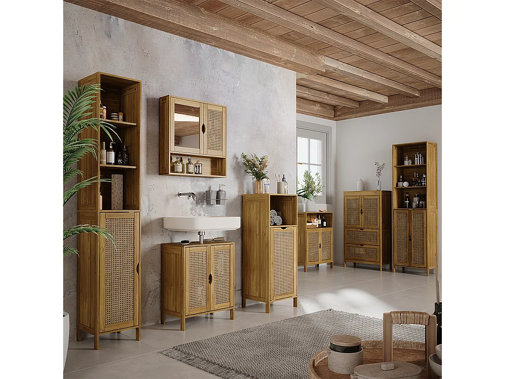 Ensemble de meubles de salle de bains bambou 48x29x60 liora