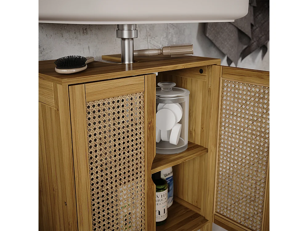 Ensemble de meubles de salle de bains bambou 48x29x60 liora