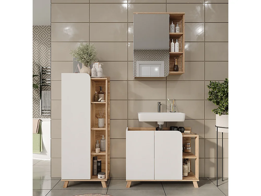 Set di mobili da bagno sonoma/bianco 80x35x65 karen