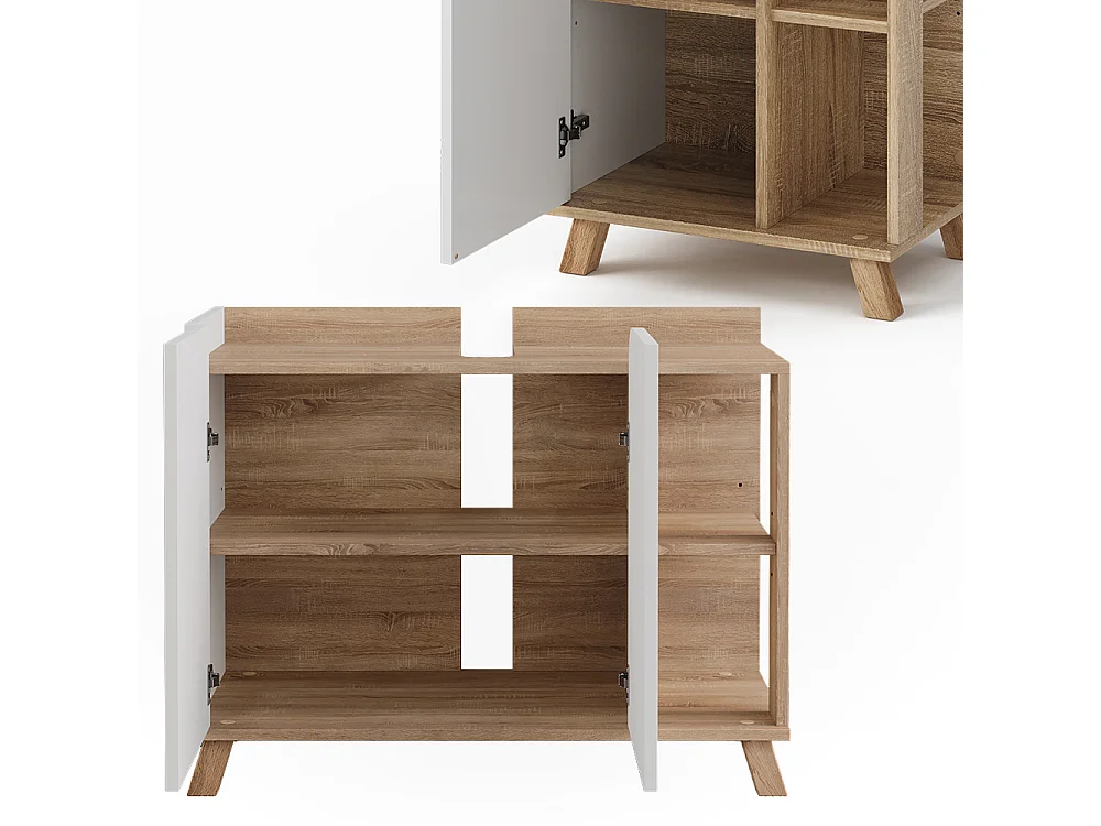 Ensemble de meubles de salle de bains sonoma/blanc 80x35x65 karen