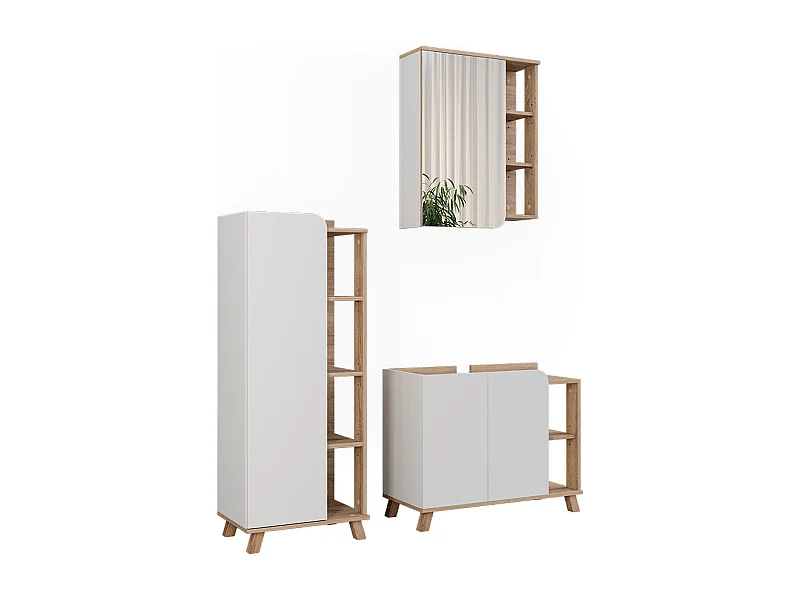 Badmöbel-Set sonoma/weiß 80x35x65 karen