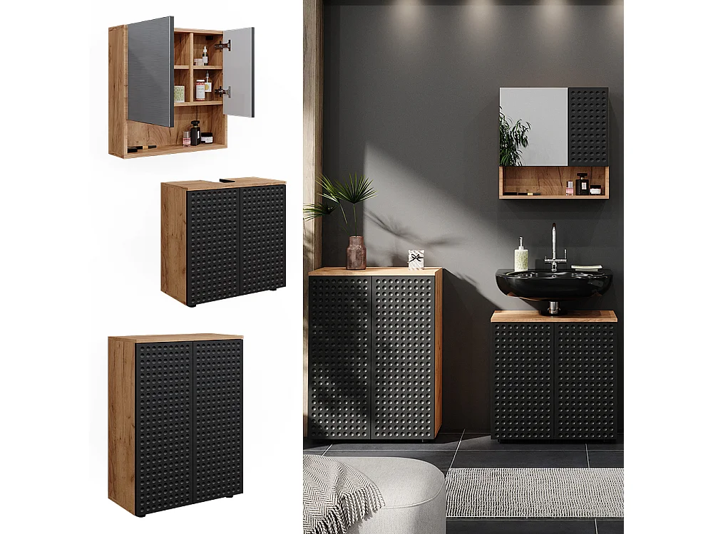 Meubles bain anthracite à pois 80x41x58.6 irma