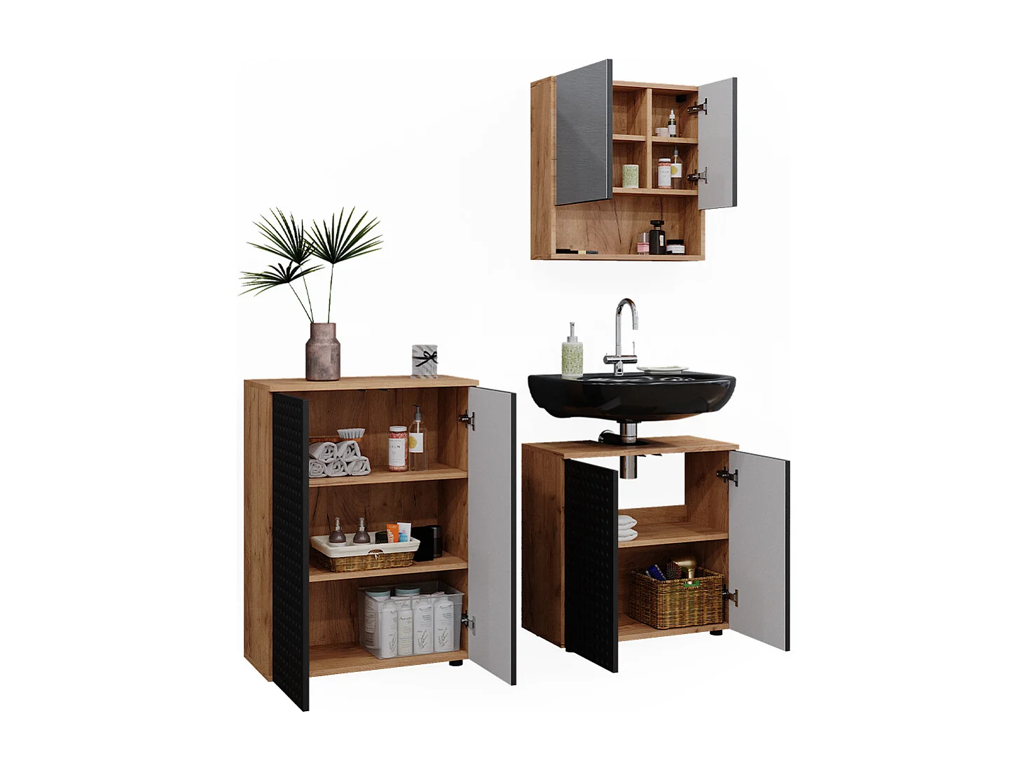 Meubles bain anthracite à pois 80x41x58.6 irma