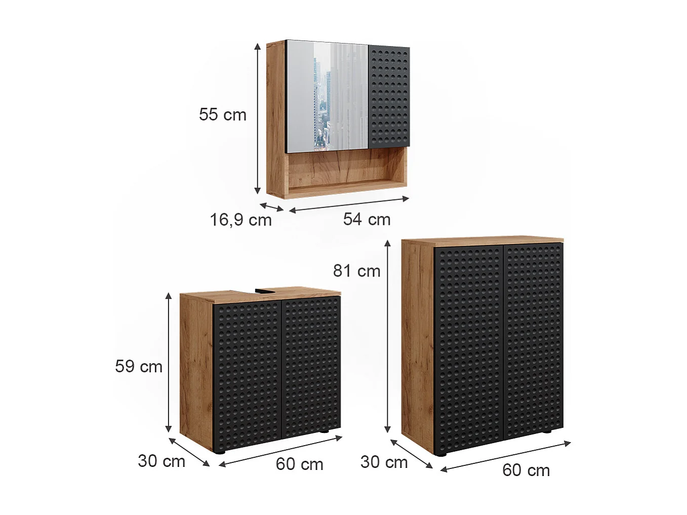Meubles bain anthracite à pois 80x41x58.6 irma