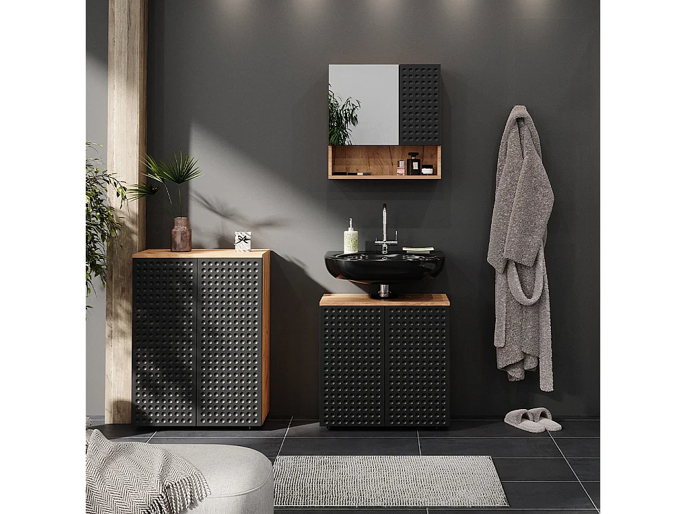 Meubles bain anthracite à pois 80x41x58.6 irma