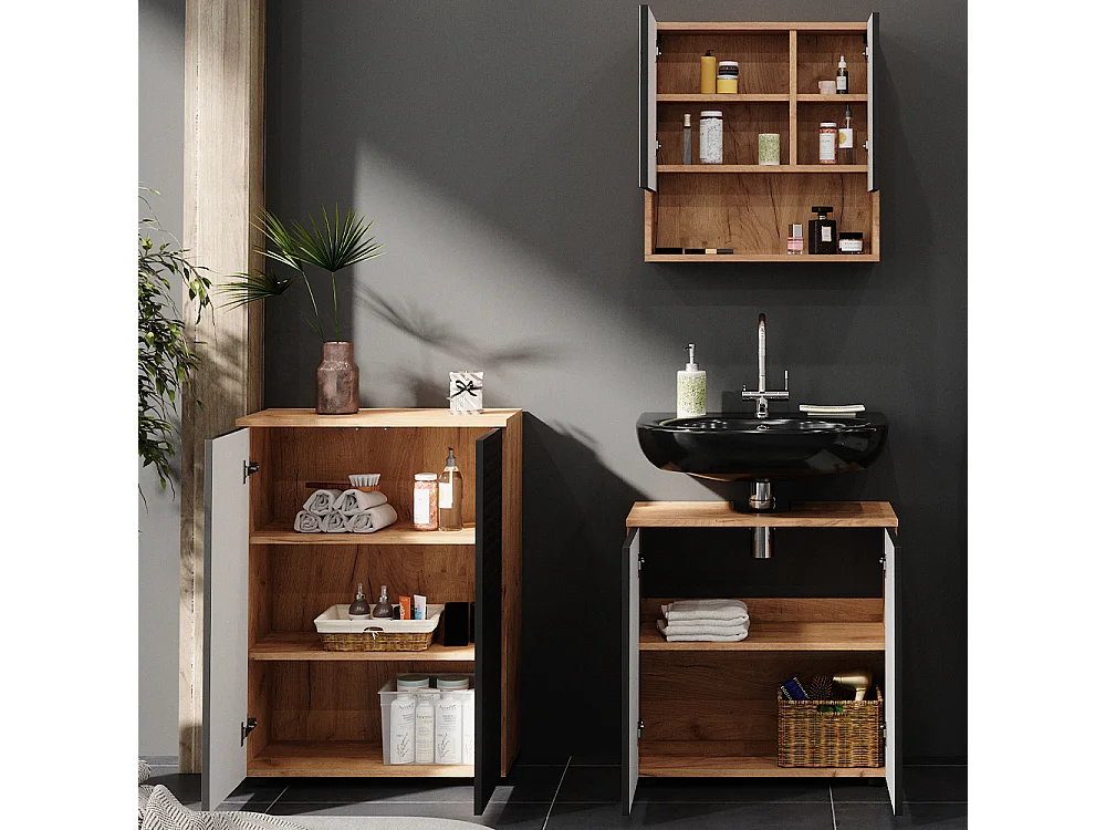 Meubles bain anthracite à pois 80x41x58.6 irma