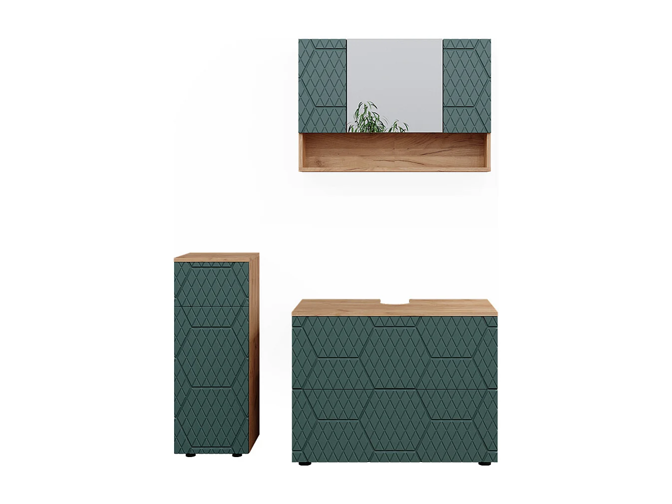 Set mobili bagno quercia verde/oro 80x41x58.6 irma