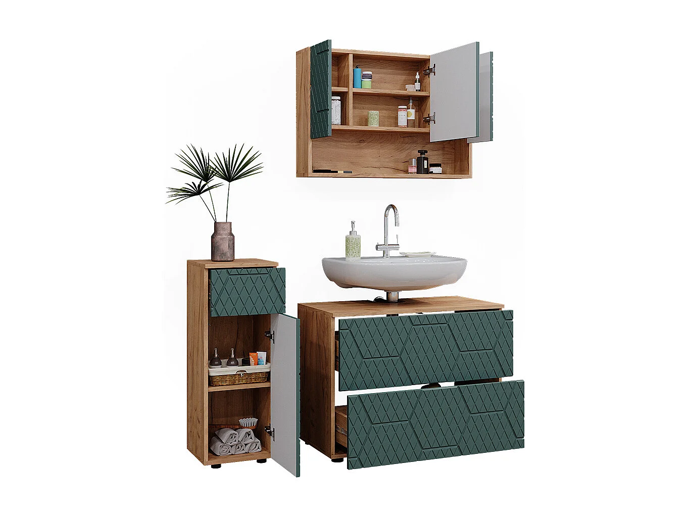 Meubles bain vert/force de lor chêne 80x41x58.6 irma