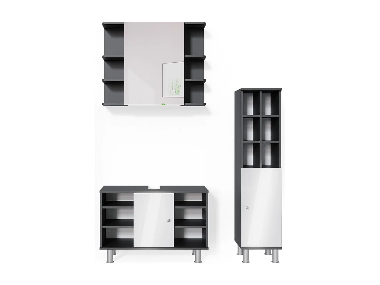 Set mobili bagno antracite 60x32x54 fynn