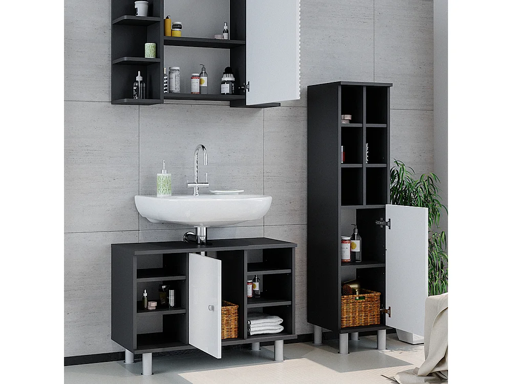Set mobili bagno antracite 60x32x54 fynn