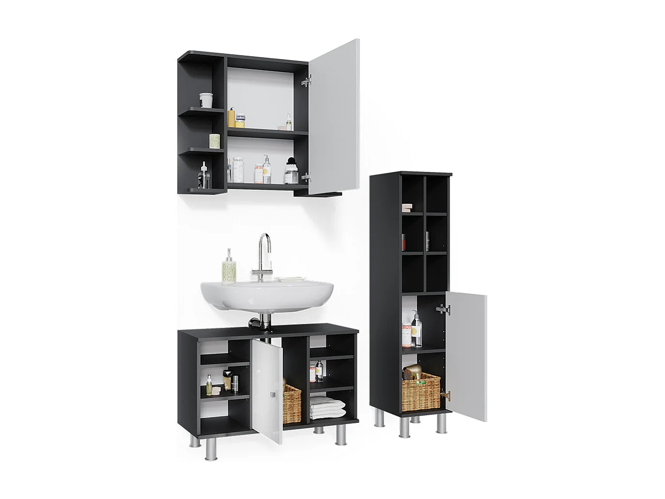 Meubles bain anthracite 60x32x54 fynn