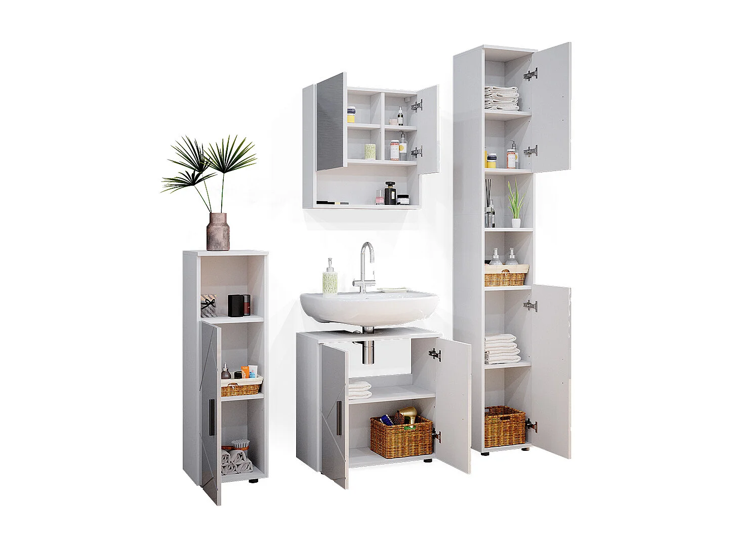Conjunto de muebles de baño blanco alto brillo 80x41x58.6 irma