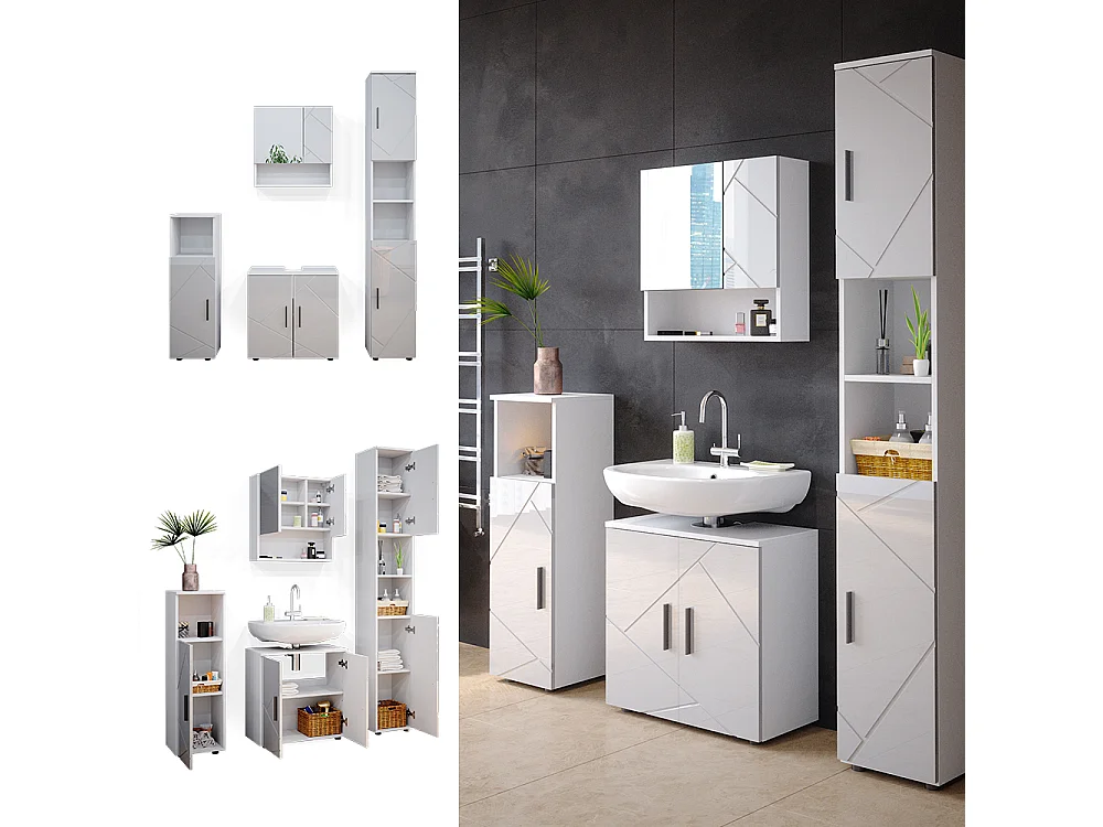 Meubles bain blanc haute brillance 80x41x58.6 irma