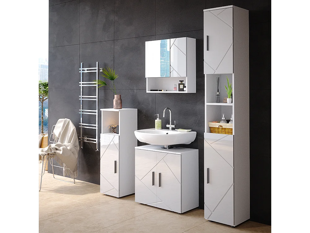 Meubles bain blanc haute brillance 80x41x58.6 irma