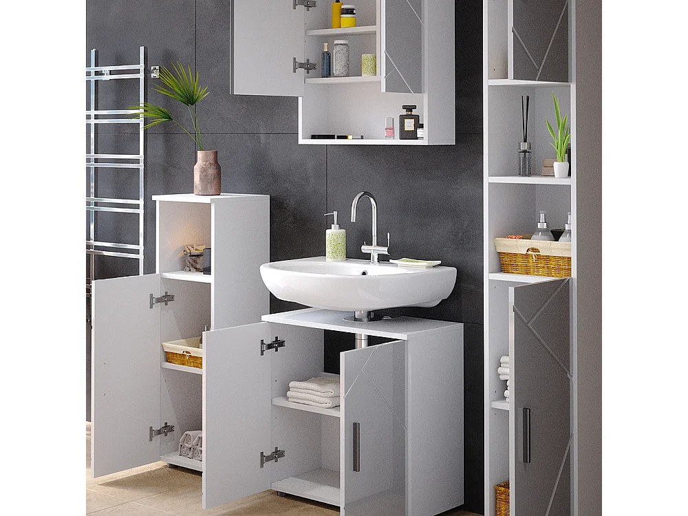 Meubles bain blanc haute brillance 80x41x58.6 irma