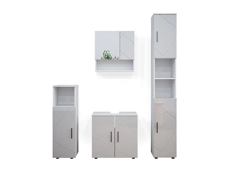 Badmöbel-Set weiß hochglanz 80x41x58.6 irma