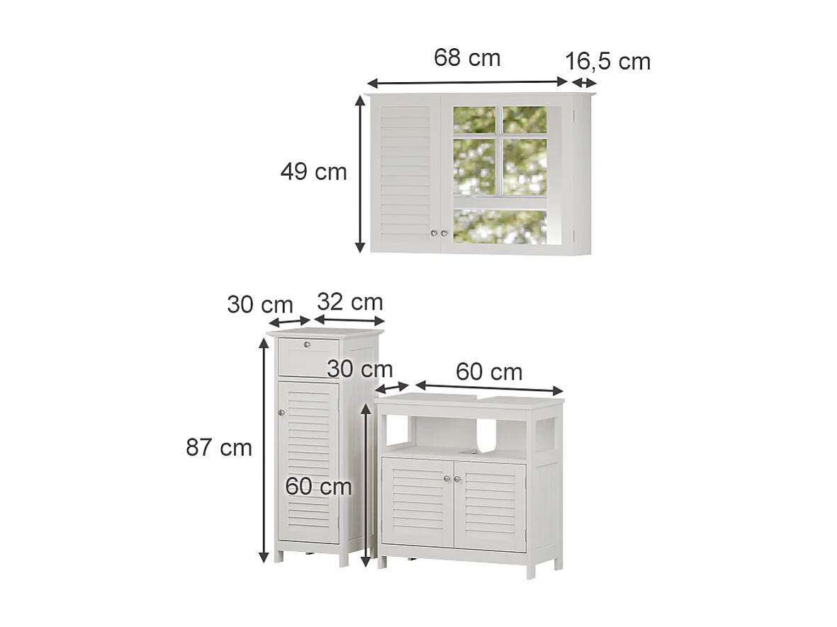 Meubles bain blanc 60x30x60 riad