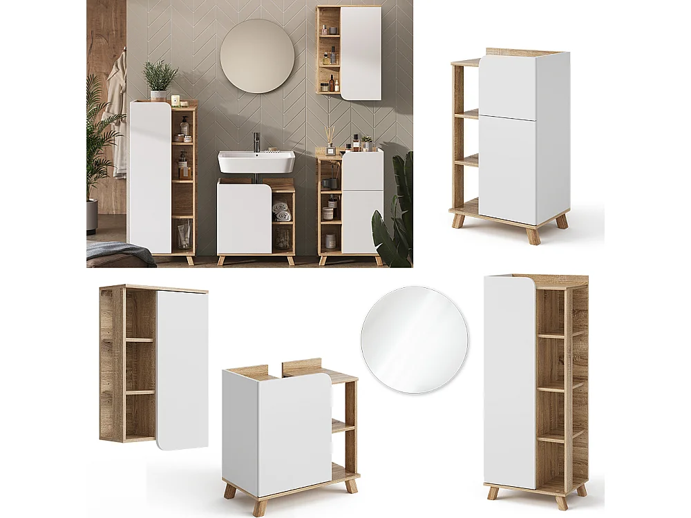 Set di mobili da bagno sonoma/bianco 60x35x65 karen