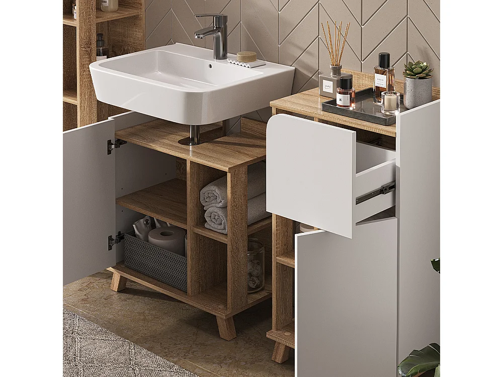 Set di mobili da bagno sonoma/bianco 60x35x65 karen