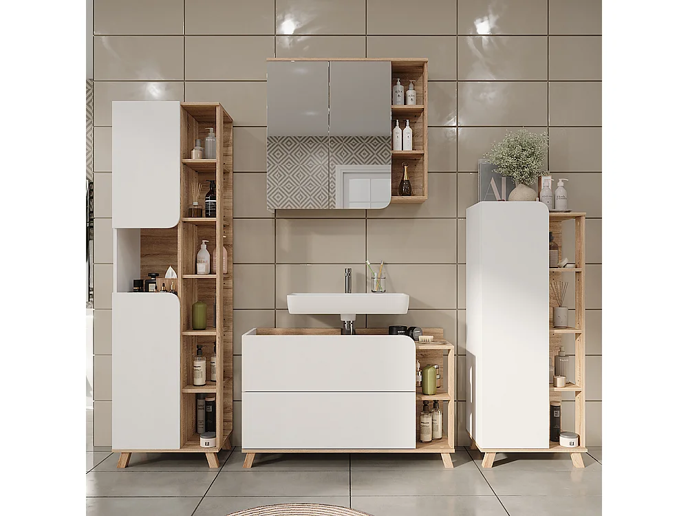 Badmöbel-Set sonoma/weiß 100x35x65 karen