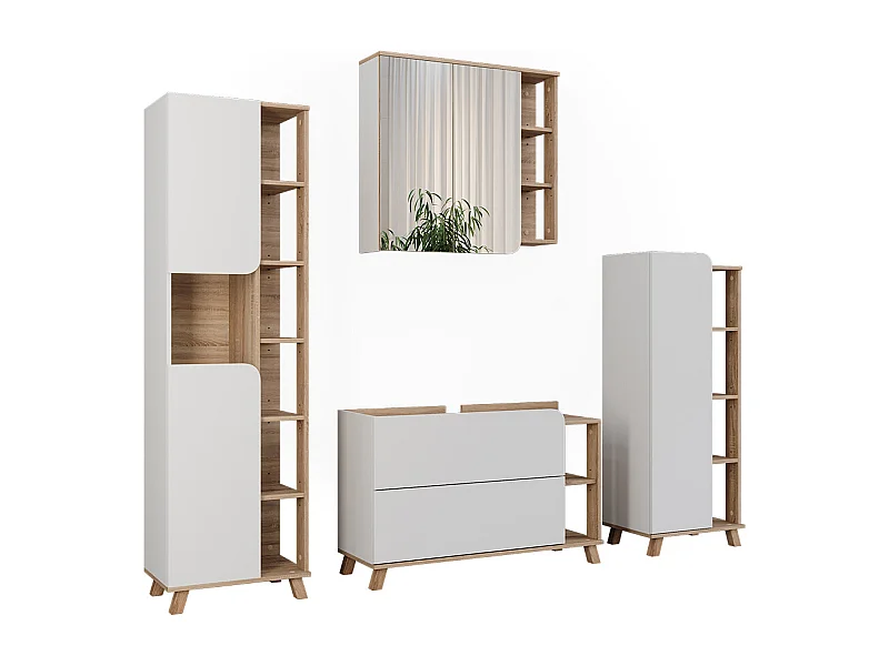 Badmöbel-Set sonoma/weiß 100x35x65 karen