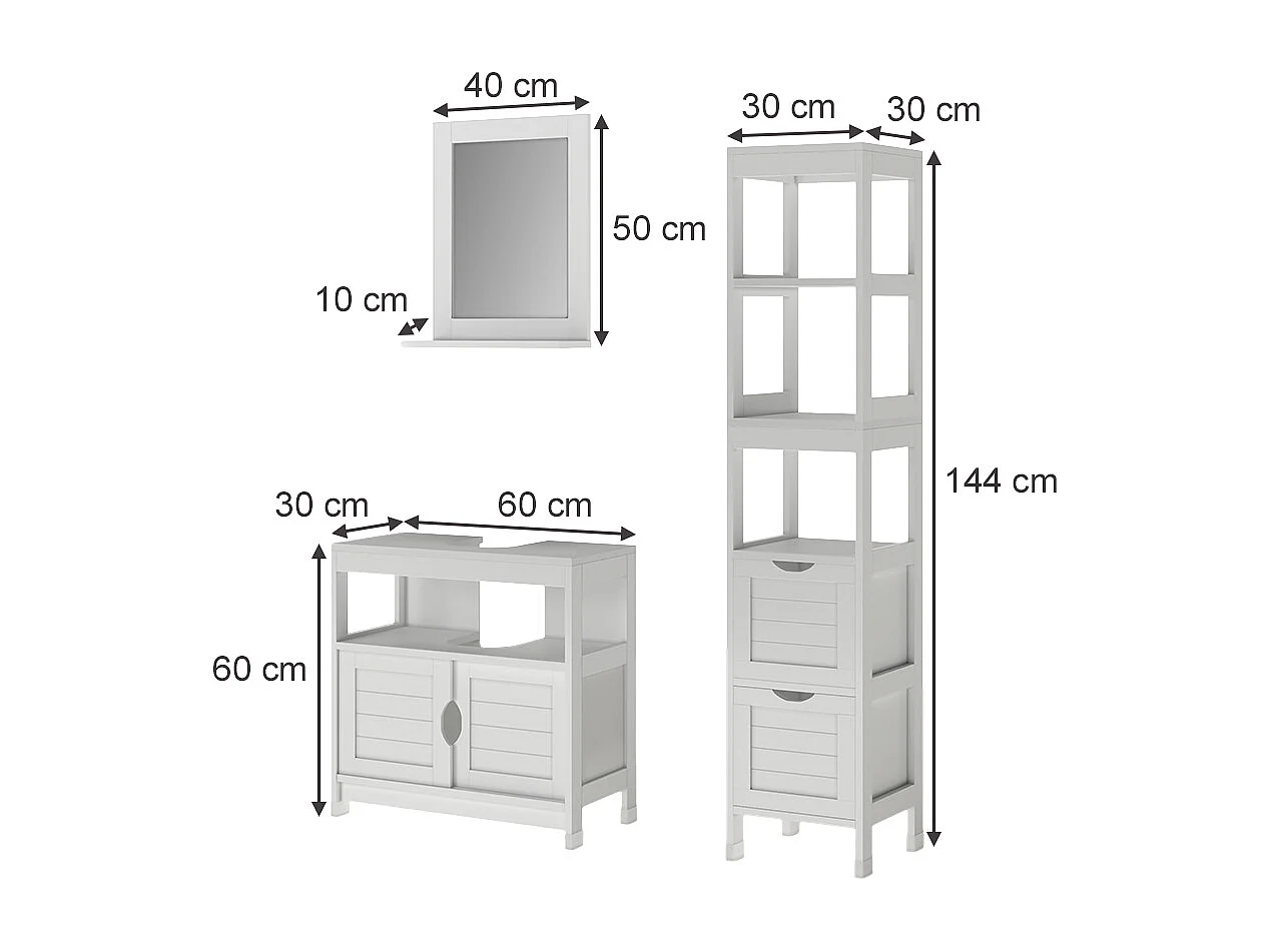 Meubles bain blanc 60x30x60 vilda
