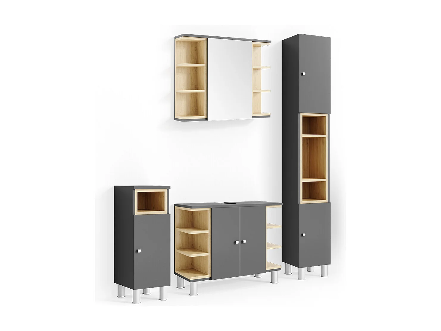 Conjunto de muebles de baño antracita 79.6x32x64 aquis