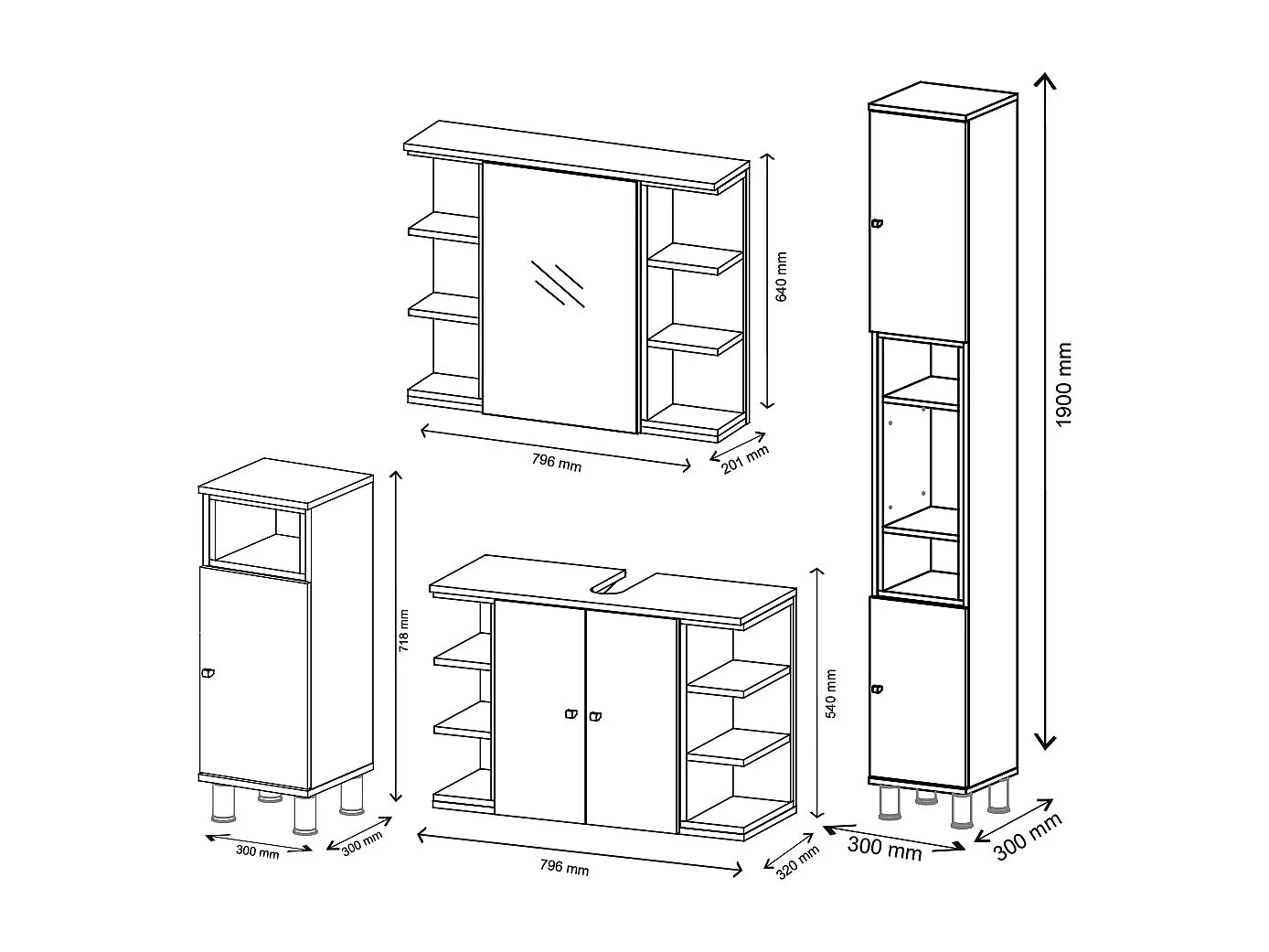 Conjunto de muebles de baño antracita 79.6x32x64 aquis