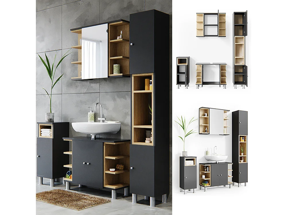 Meubles bain anthracite 79.6x32x64 aquis