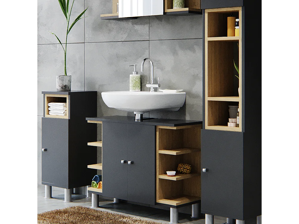Meubles bain anthracite 79.6x32x64 aquis