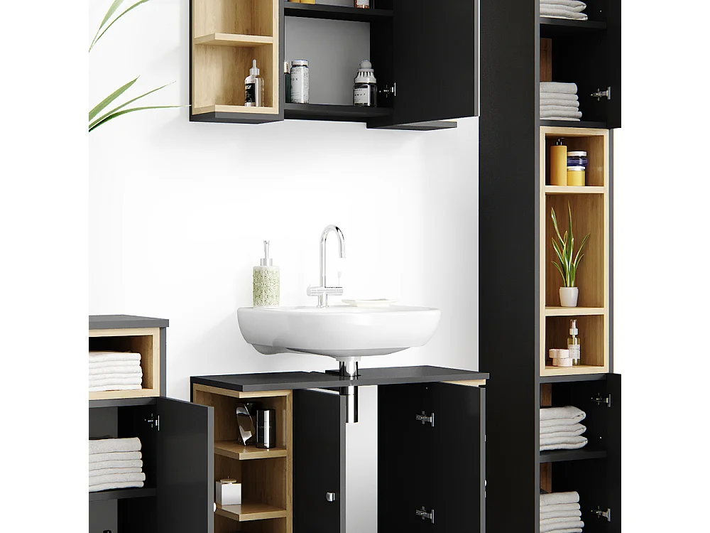 Meubles bain anthracite 79.6x32x64 aquis