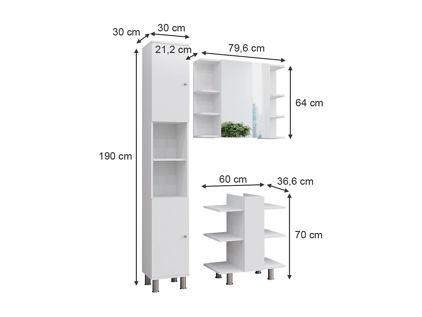 Meubles bain blanc 79.6x36.6x190 fynn