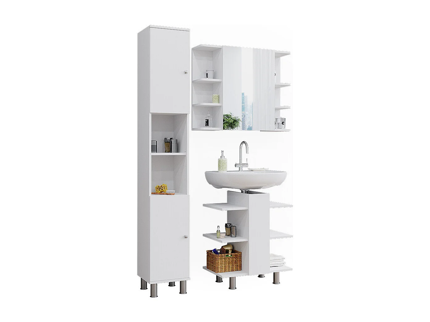 Meubles bain blanc 79.6x36.6x190 fynn