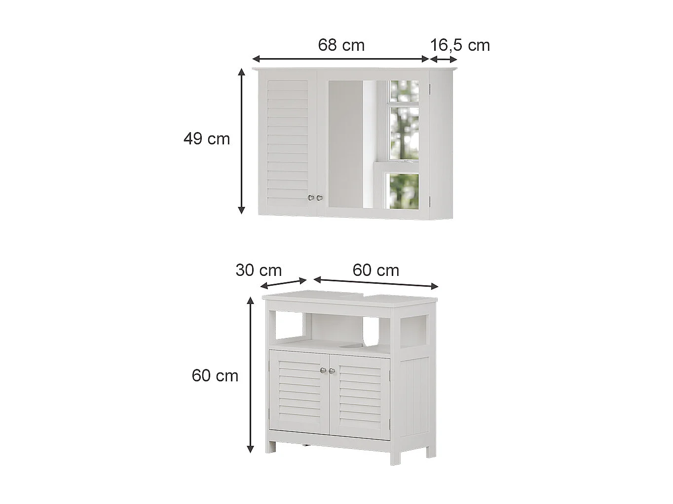 Badmöbel-Set weiß 60x30x60 riad
