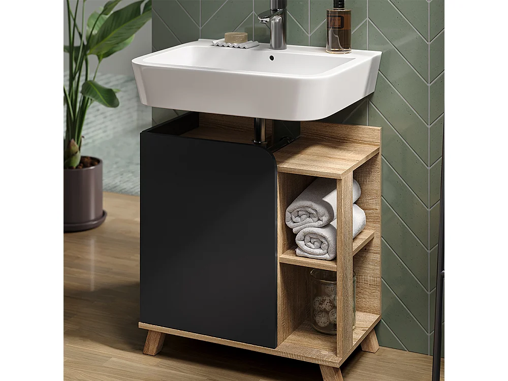 Badmöbel-Set sonoma/anthrazit 60x35x65 karen