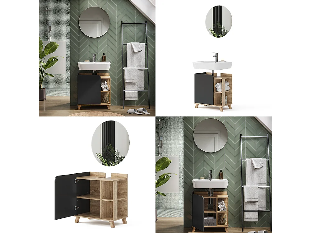 Badmöbel-Set sonoma/anthrazit 60x35x65 karen