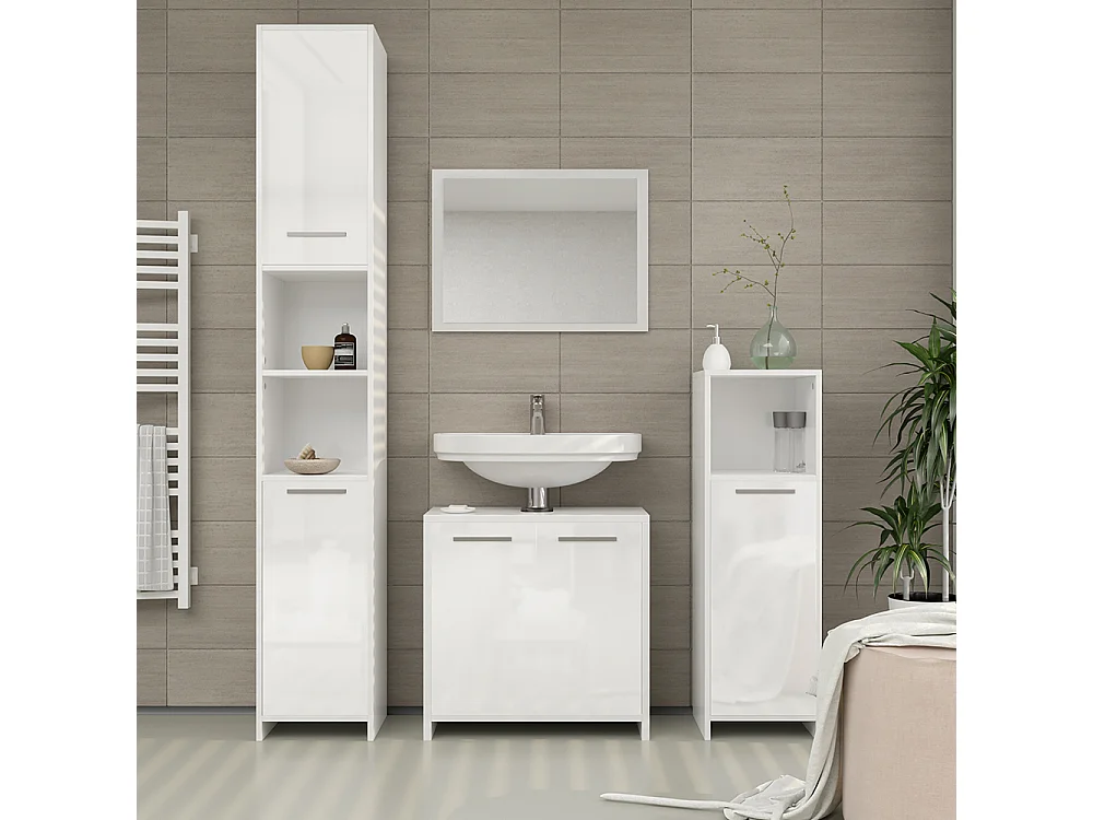Conjunto de muebles de baño blanco alto brillo/blanco 58x33x60 kiko